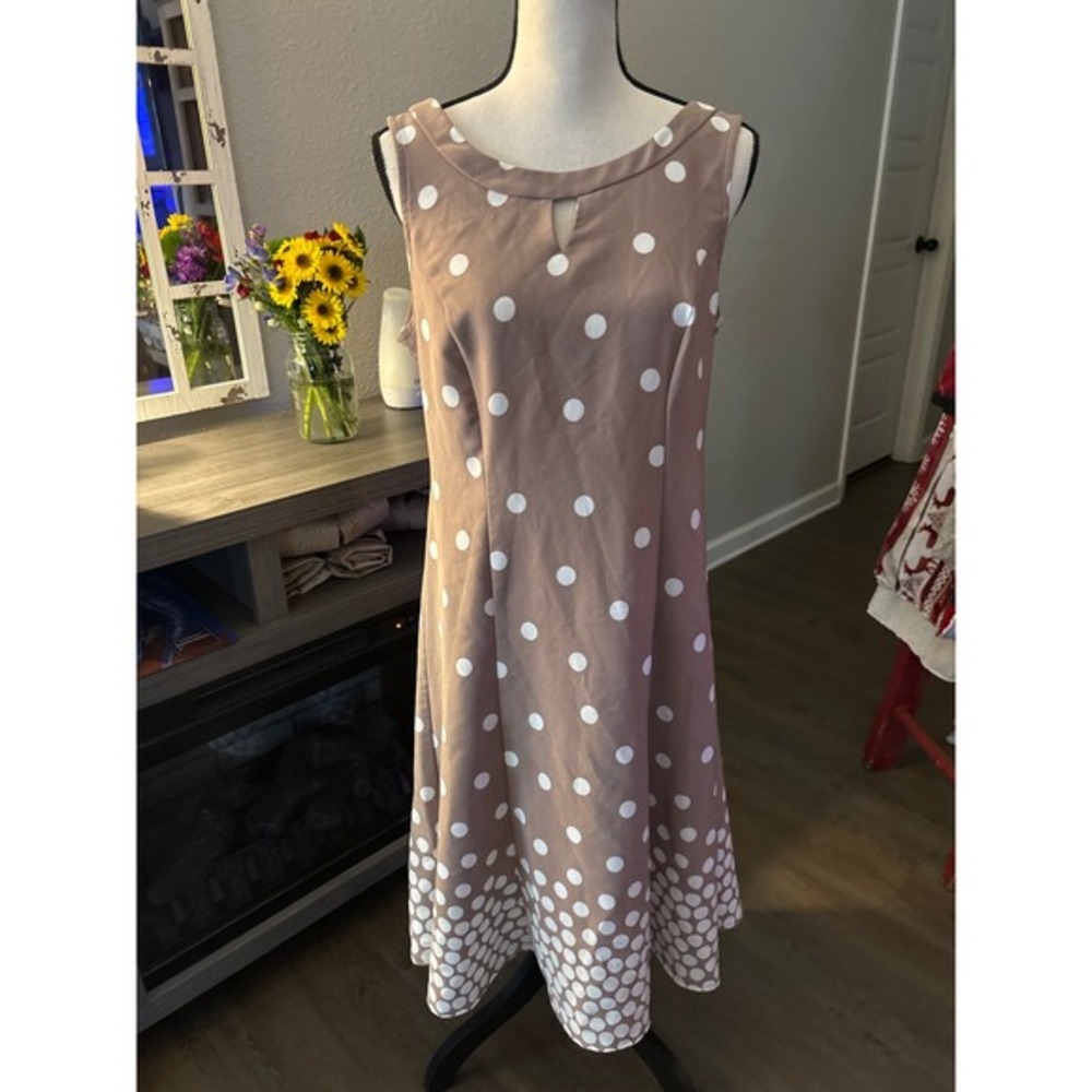 Maya Brooke dress‎ size 10 polka dot light brown